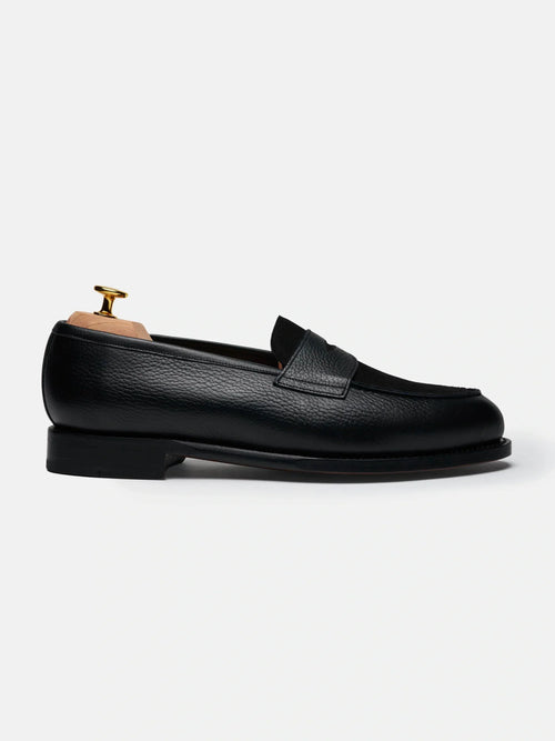 The Penny Loafer - Black Grain & Black Suede