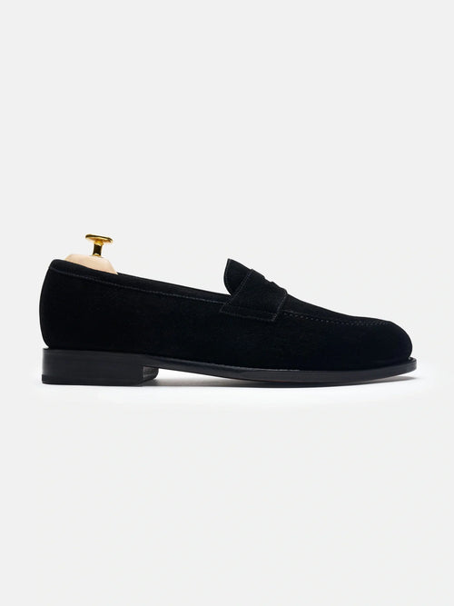 The Penny Loafer - Black Suede